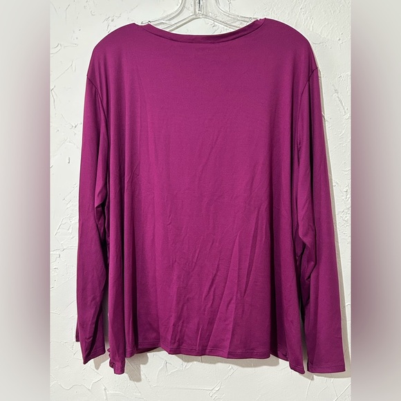 ModCloth Magenta Long Sleeve Twist Front Top – Soft Stretchy Knit Blouse 3X - Picture 6 of 9